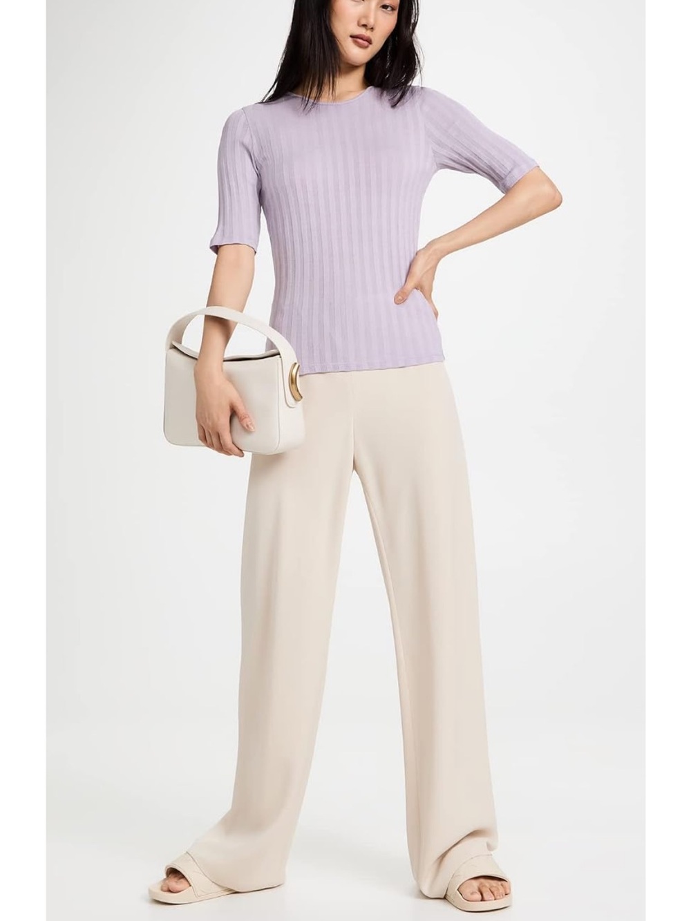 Vince ribbed elbow sleeve crew 1X violetta